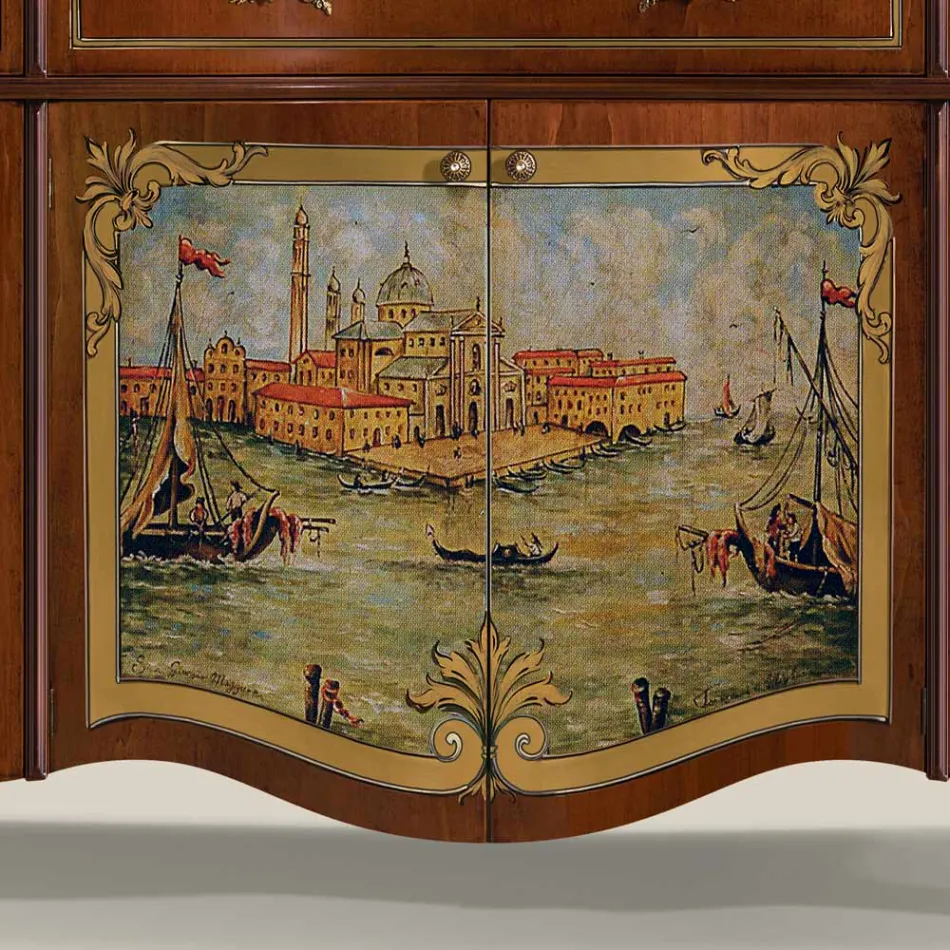 Lyxig vardagsrumsskänk i Classic Made in Italy Wood - Caligola Viadurini