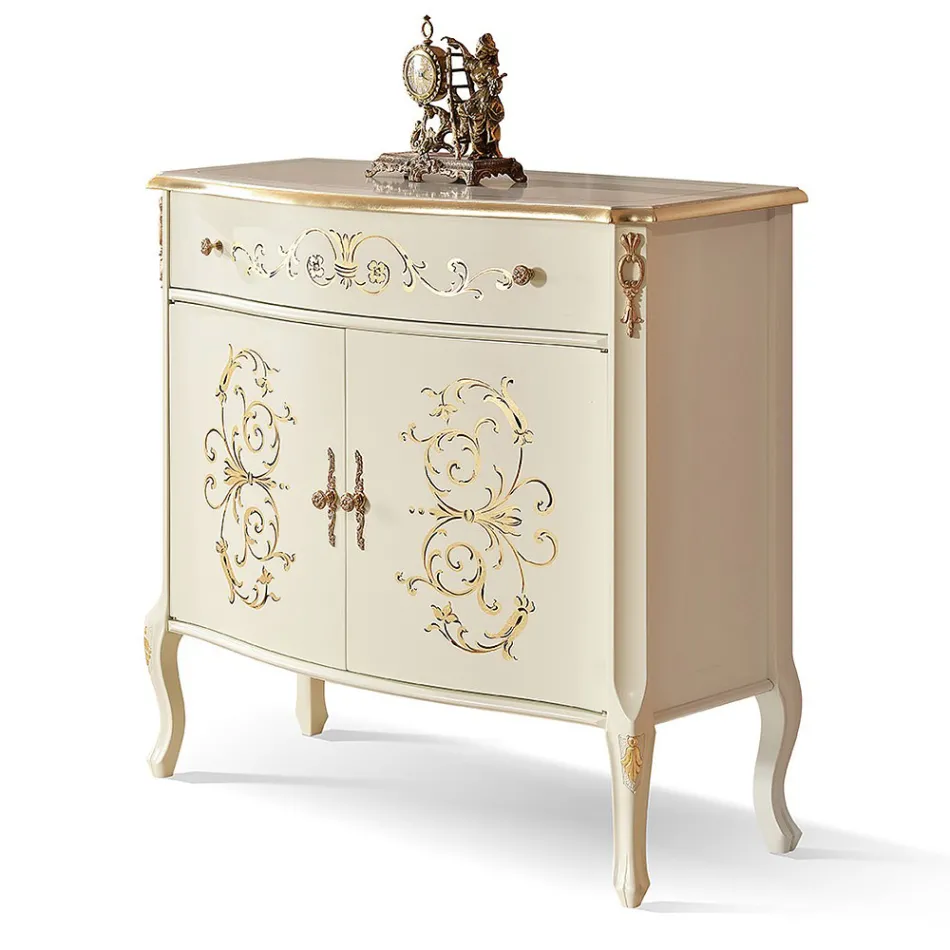 Vardagsrumsskänk i valnöt eller vitt trä och inlägg tillverkade i Italien - Katerine Viadurini