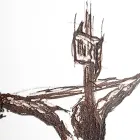 Vitt och grått krucifix tillverkat med lasergravyr tillverkat i Italien - Egle Viadurini