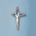 Vitt och grått Christo Crucifix Lasergraverat Tillverkat i Italien - Teresa Viadurini