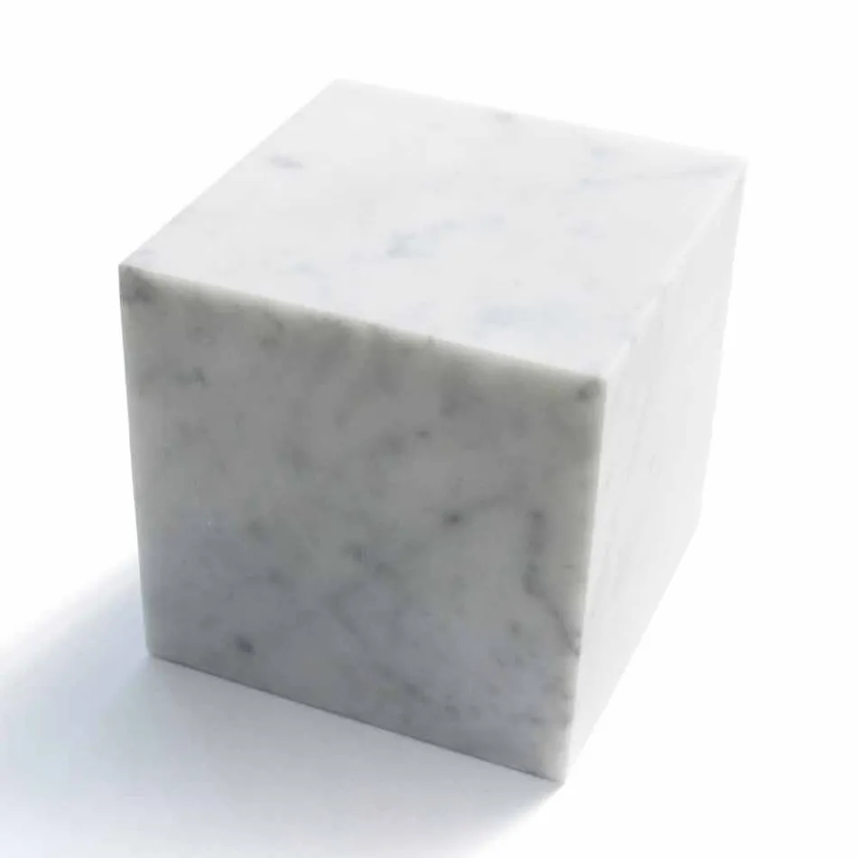 Cube Design Pappersvikt i Satinvit Carrara Marble Tillverkad i Italien - Qubo Viadurini