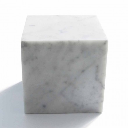 Cube Design Pappersvikt i Satinvit Carrara Marble Tillverkad i Italien - Qubo Viadurini