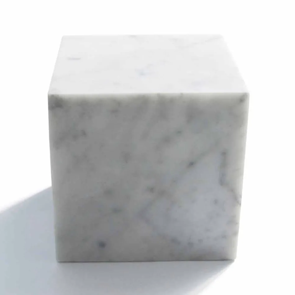 Cube Design Pappersvikt i Satinvit Carrara Marble Tillverkad i Italien - Qubo Viadurini