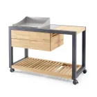 Utekök 140x65x93 cm tillverkat av massiv teak och aluminium - Convivial Viadurini