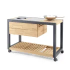 Utekök 140x65x93 cm tillverkat av massiv teak och aluminium - Convivial Viadurini