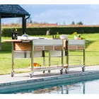 Modernt utomhusträdgårdskök på trä- och stålhjul - Buoncalliope Viadurini