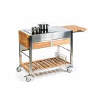 Modernt utomhusträdgårdskök på trä- och stålhjul - Buoncalliope Viadurini