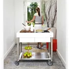 Modernt kök på hjul för utomhusträdgård i trä och stål - Calliope Viadurini