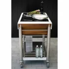 Modernt kök på hjul för utomhusträdgård i trä och stål - Calliope Viadurini