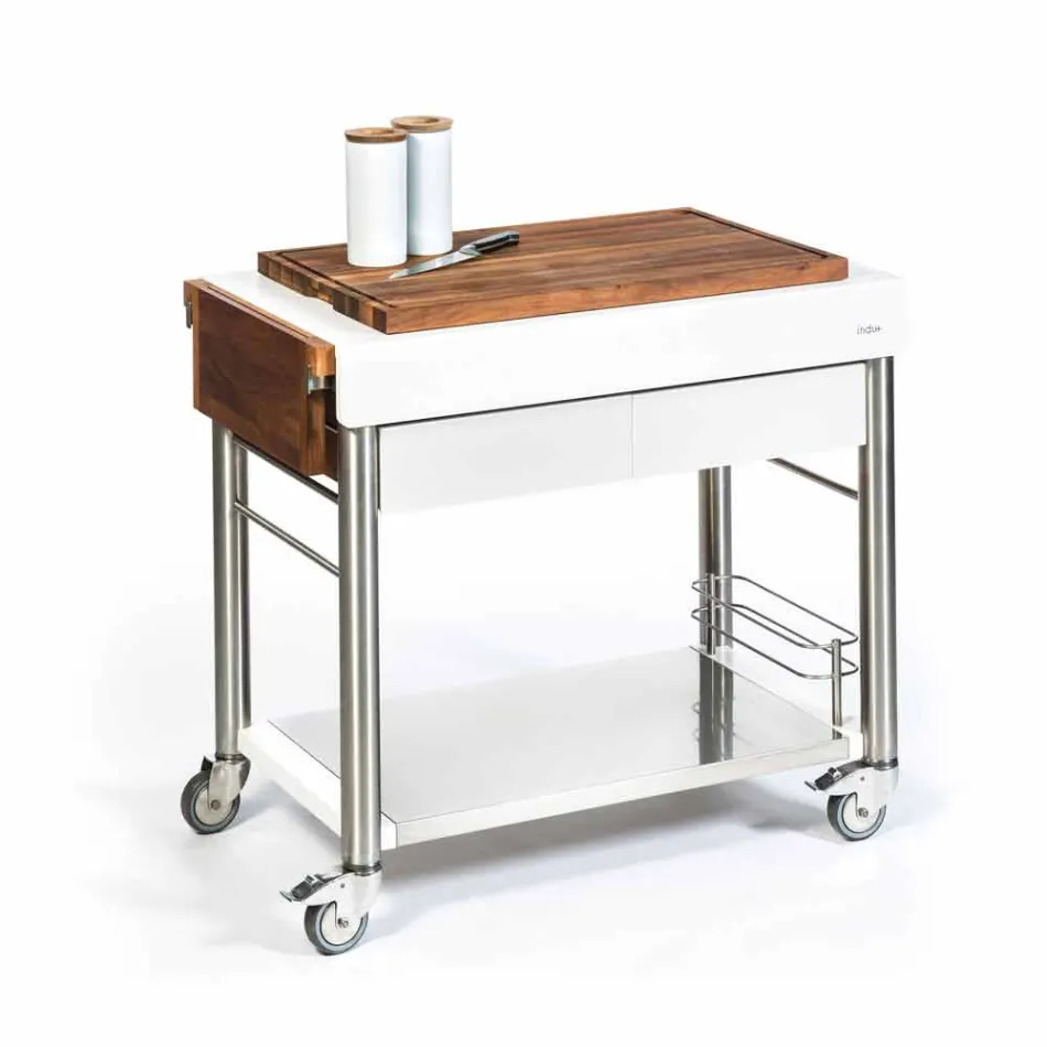 Modernt kök på hjul för utomhusträdgård i trä och stål - Calliope Viadurini