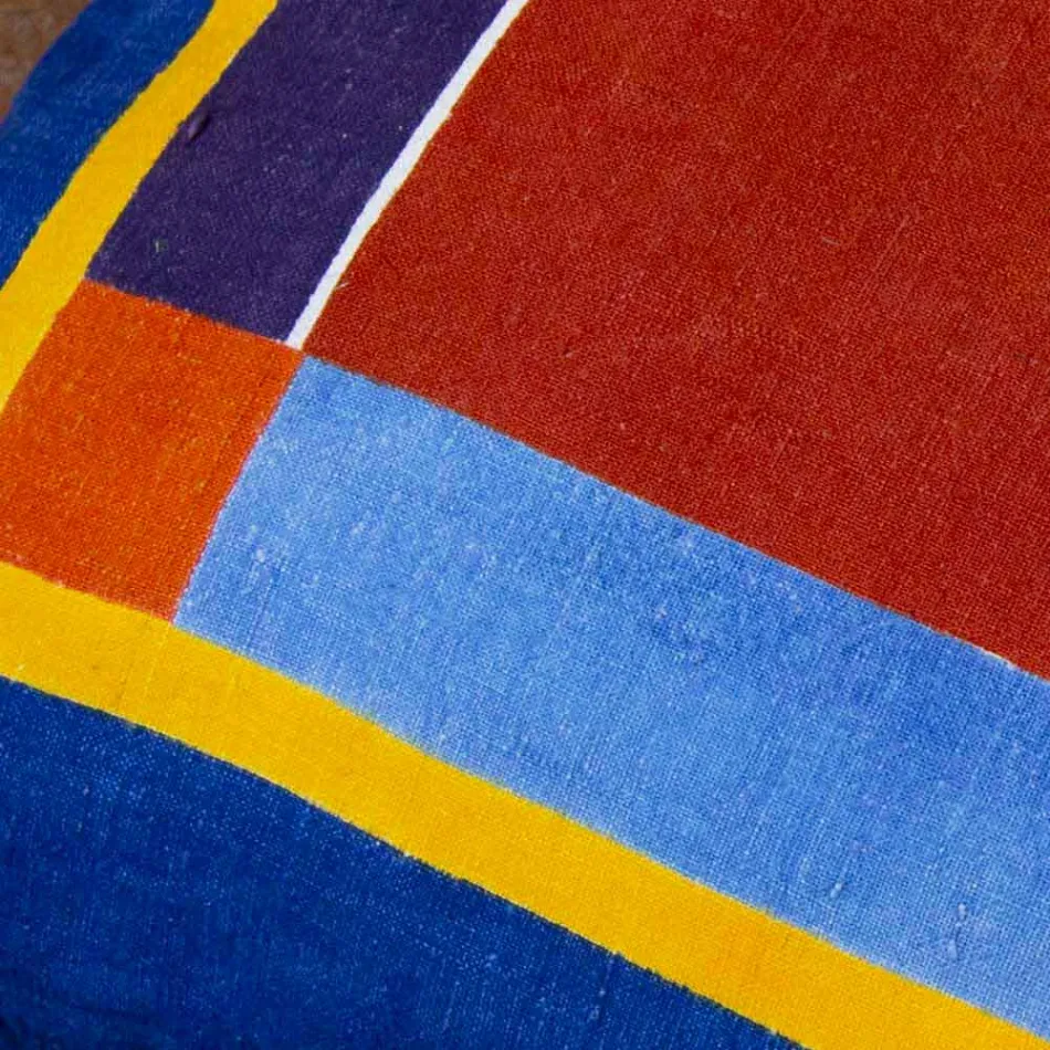 Kudde av italiensk konst i hampmålade och handsyade unika stycken - märken Viadurini