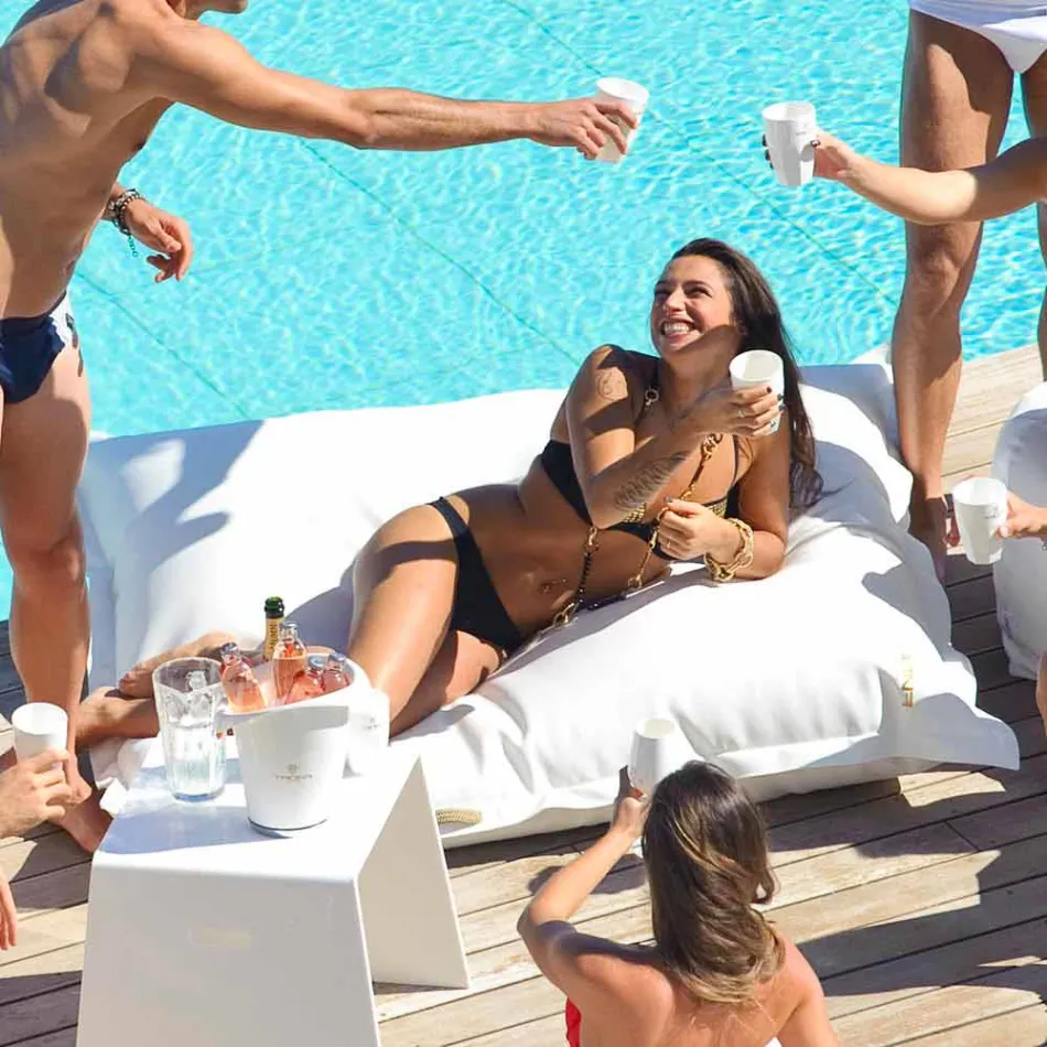 Cloud Pillow avkopplande utomhus konstläder vit nautiska Trona Viadurini