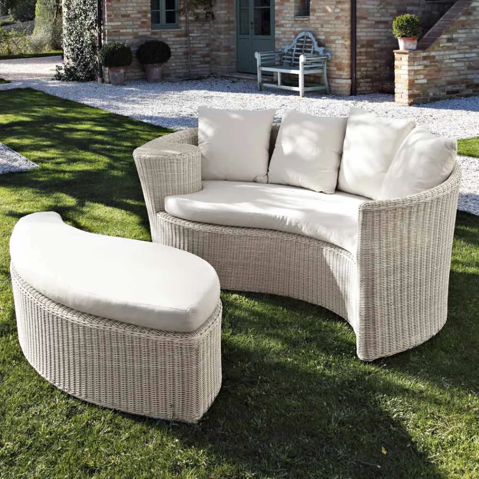 Garden Daybad i Polyrattan Fiber 2 Elements - Kvinna Viadurini