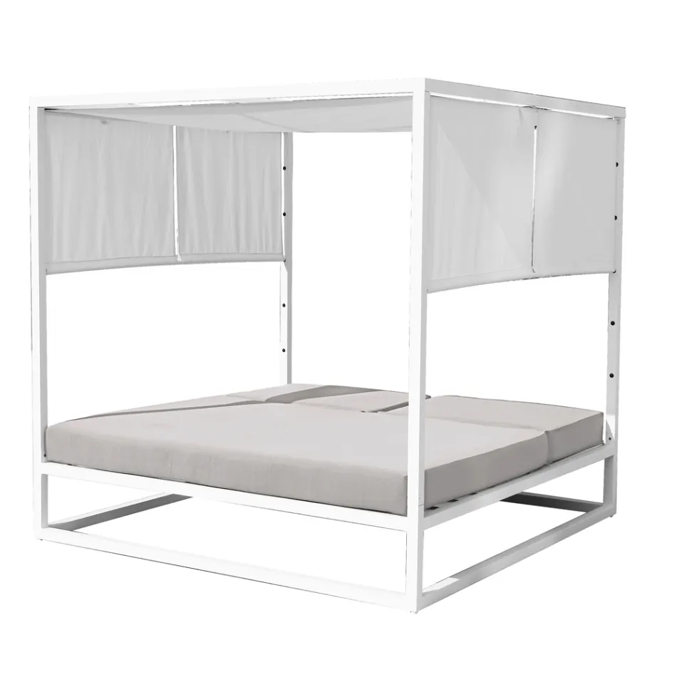 Dagbädd utomhus med liggande vit aluminiumstruktur - Jurica Viadurini