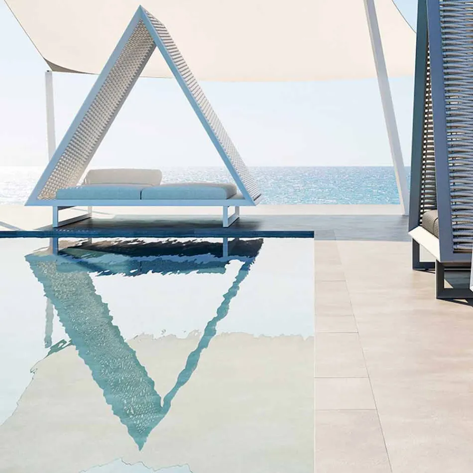 Lyxig trädgårdssäng i aluminium och tyg - Frame Vineyard av Vondom Viadurini