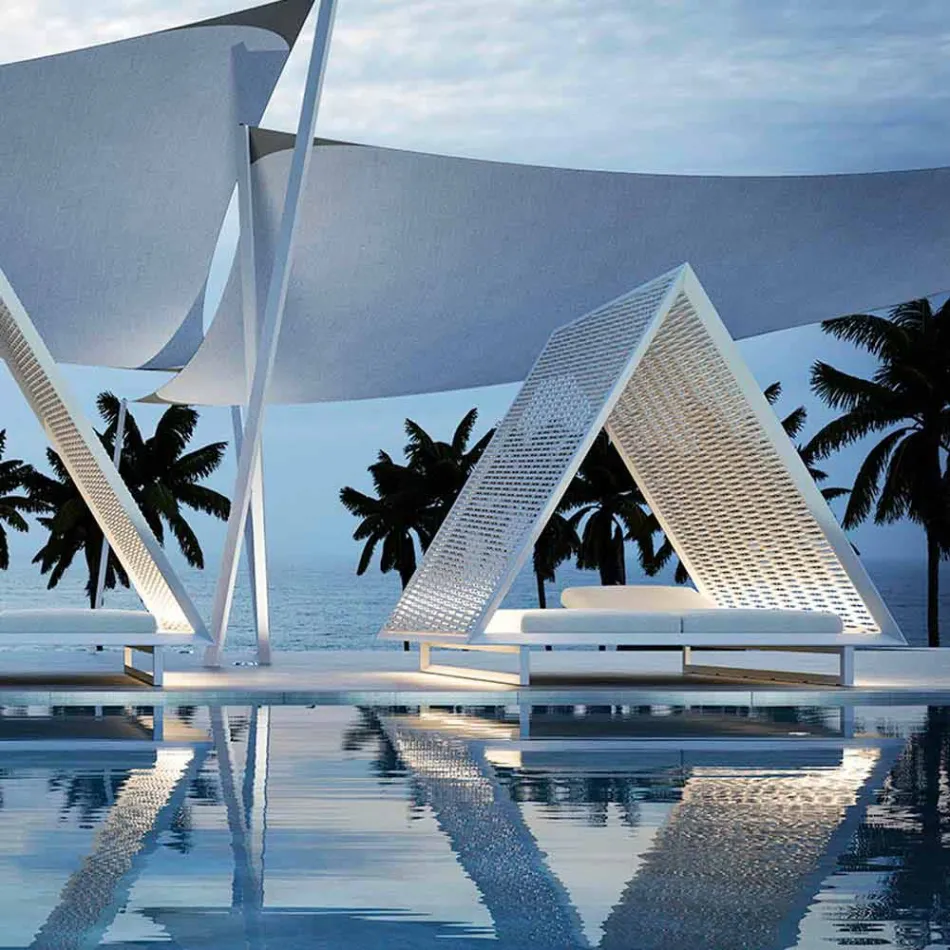 Lyxig trädgårdssäng i aluminium och tyg - Frame Vineyard av Vondom Viadurini