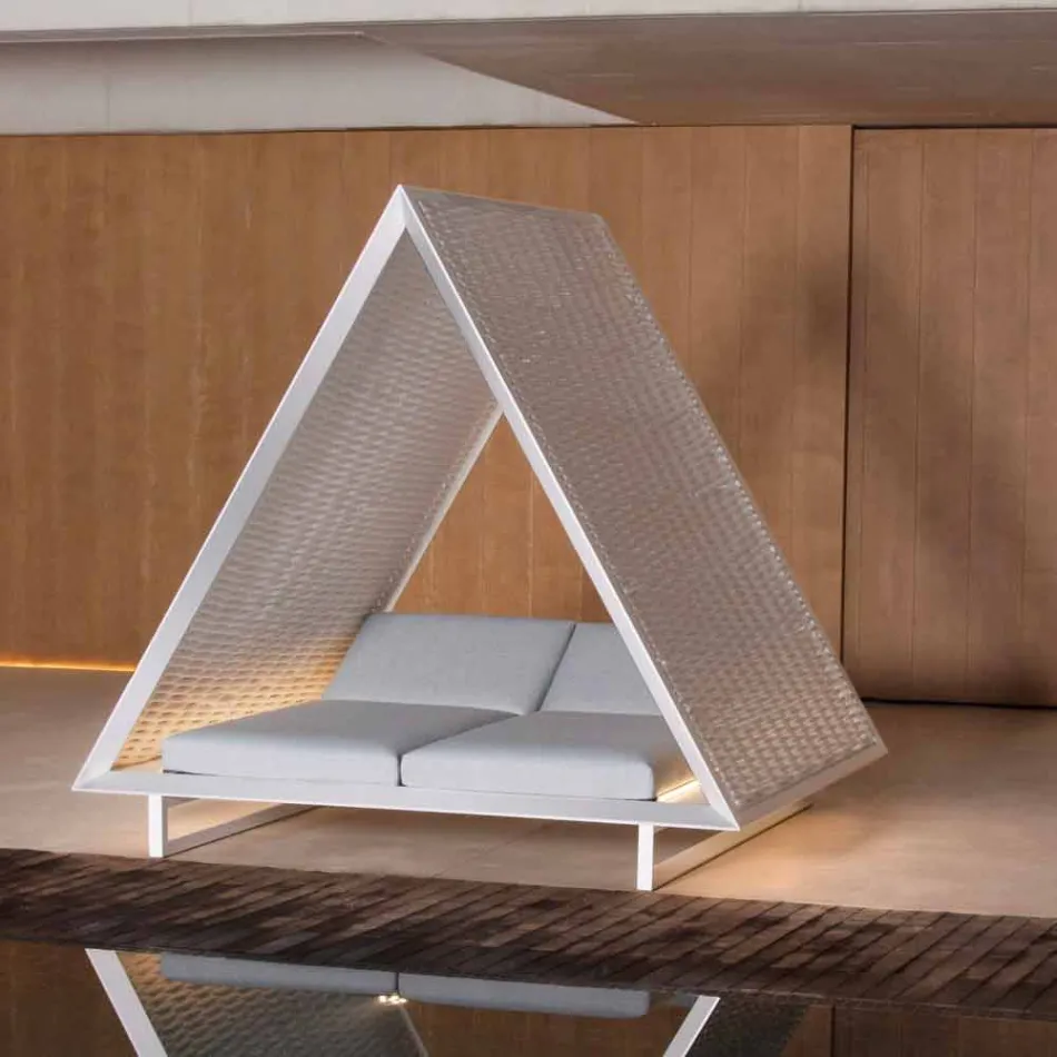 Lyxig trädgårdssäng i aluminium och tyg - Frame Vineyard av Vondom Viadurini