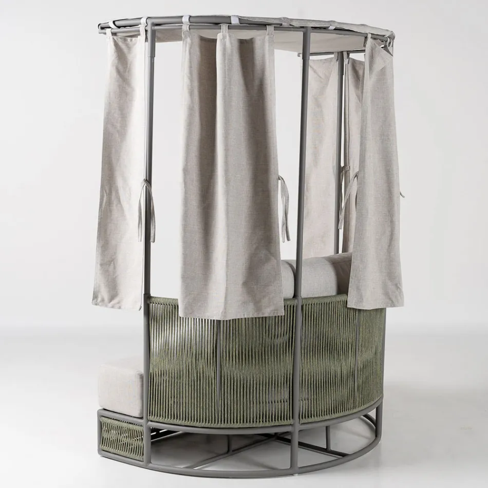 Teak, aluminium, ROPE+ Rope trädgårdsdagbädd med dynor - Arcangelo Viadurini