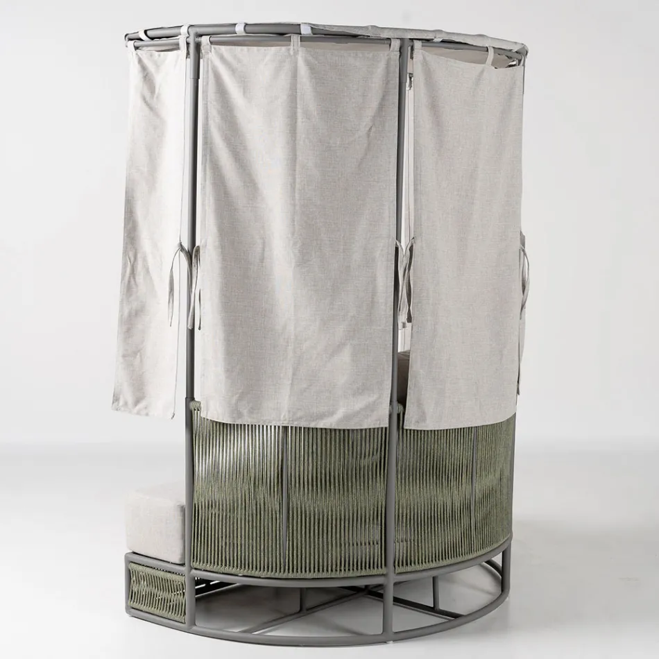 Teak, aluminium, ROPE+ Rope trädgårdsdagbädd med dynor - Arcangelo Viadurini