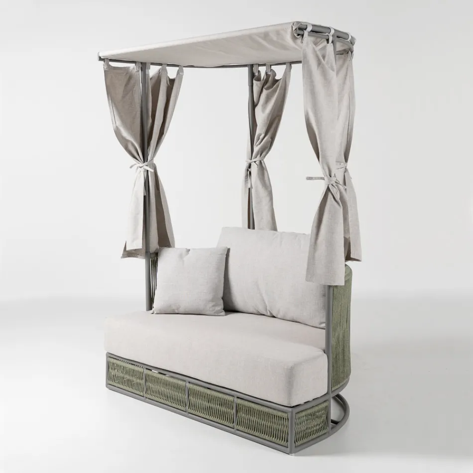 Teak, aluminium, ROPE+ Rope trädgårdsdagbädd med dynor - Arcangelo Viadurini