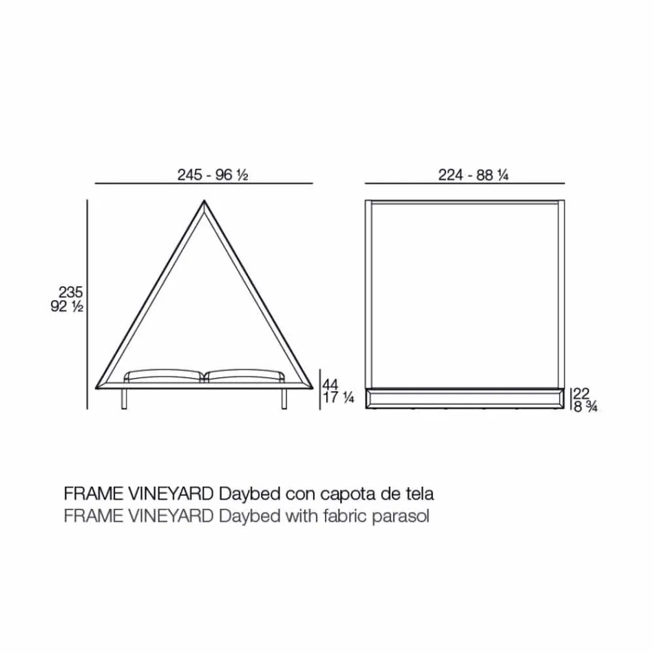 Utomhusdagbädd i aluminium och lyxigt designtyg - Frame Vineyard av Vondom Viadurini