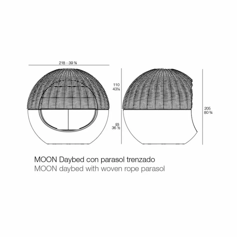 Lyxig trädgård Daybed rund design med flätat rep - Ulm Moon från Vondom Viadurini
