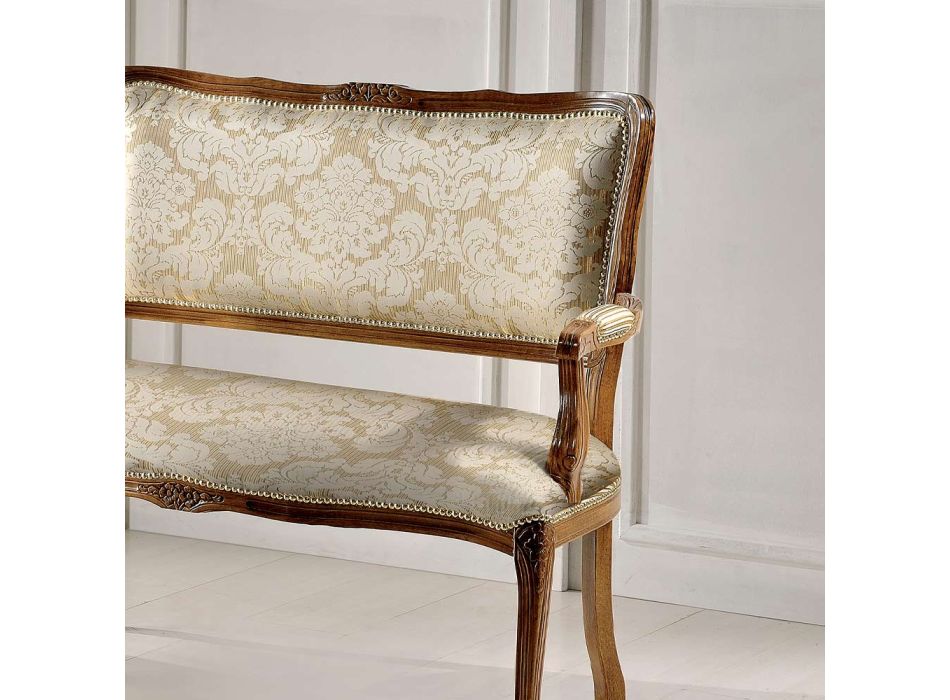 2-sits soffa i ljust beige och guldblommigt tyg Made in Italy - Stone Viadurini