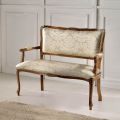 2-sits soffa i ljust beige och guldblommigt tyg Made in Italy - Stone