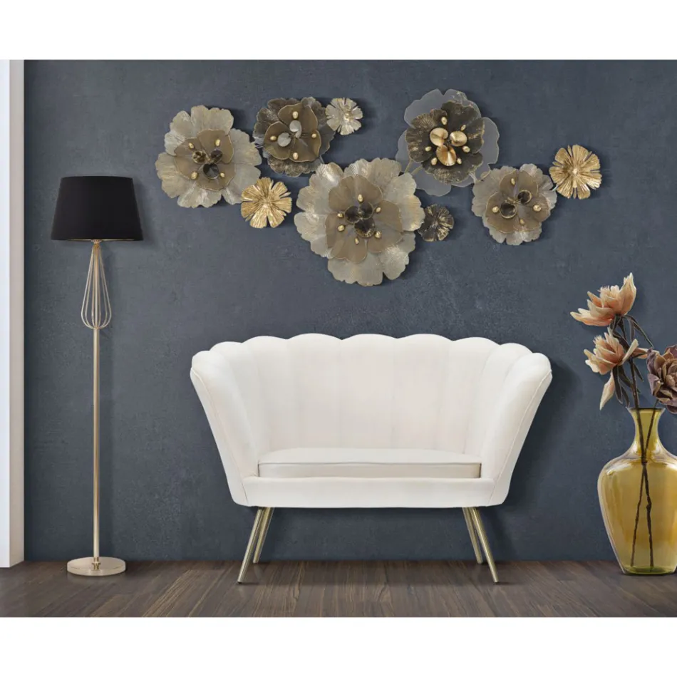 Modern 2 -sits soffa i sammet med gyllene järnfötter - Annina Viadurini