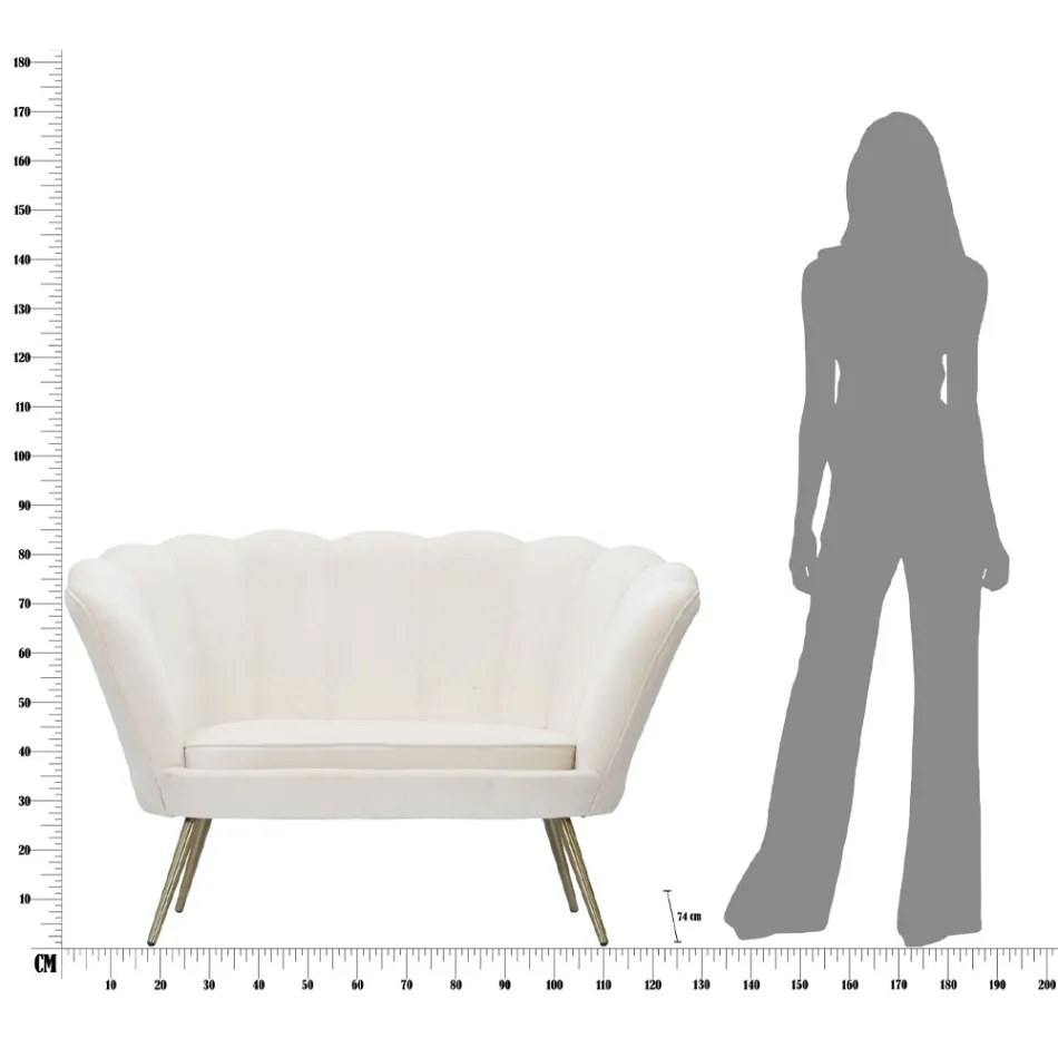 Modern 2 -sits soffa i sammet med gyllene järnfötter - Annina Viadurini