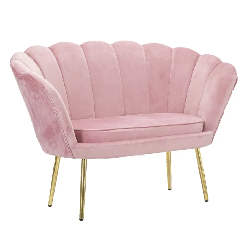 Modern 2 -sits soffa i sammet med gyllene järnfötter - Annina Viadurini