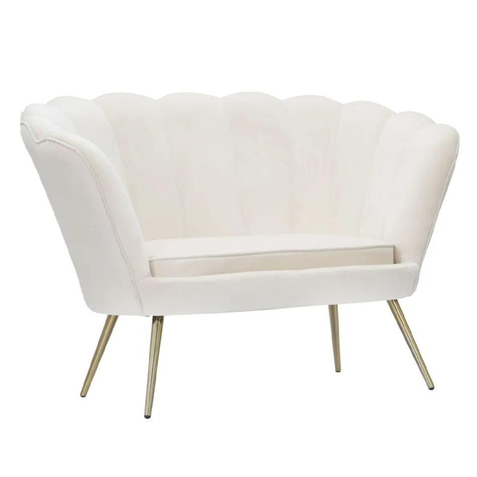 Modern 2 -sits soffa i sammet med gyllene järnfötter - Annina Viadurini