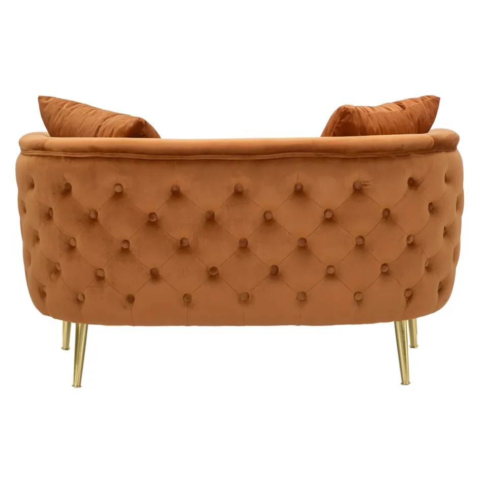 Tvåsitssoffa i designersammet, trä och järnstruktur - Renita Viadurini