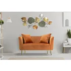 Tvåsitssoffa i designersammet, trä och järnstruktur - Renita Viadurini