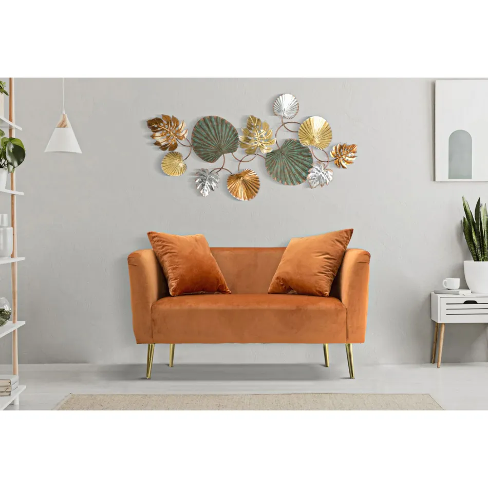 Tvåsitssoffa i designersammet, trä och järnstruktur - Renita Viadurini