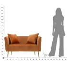 Tvåsitssoffa i designersammet, trä och järnstruktur - Renita Viadurini