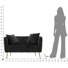 Tvåsitssoffa i designersammet, trä och järnstruktur - Renita Viadurini