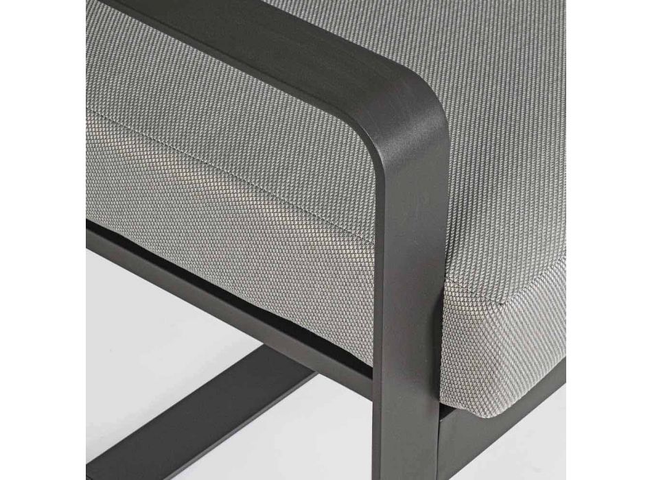 2-sitssoffa i aluminium med tygkuddar - Mirea Viadurini