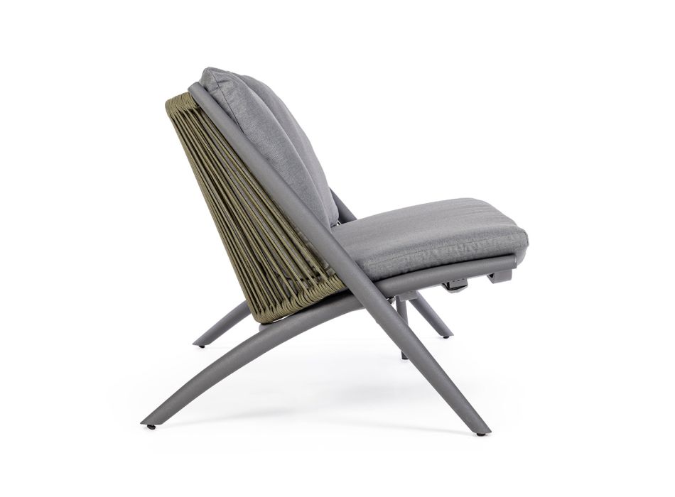 2-sits utomhussoffa i aluminium och rep med kuddar, Homemotion - Gillian Viadurini