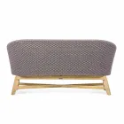 2-sits utomhussoffa i tyg med teakstruktur, Homemotion - Azeno Viadurini