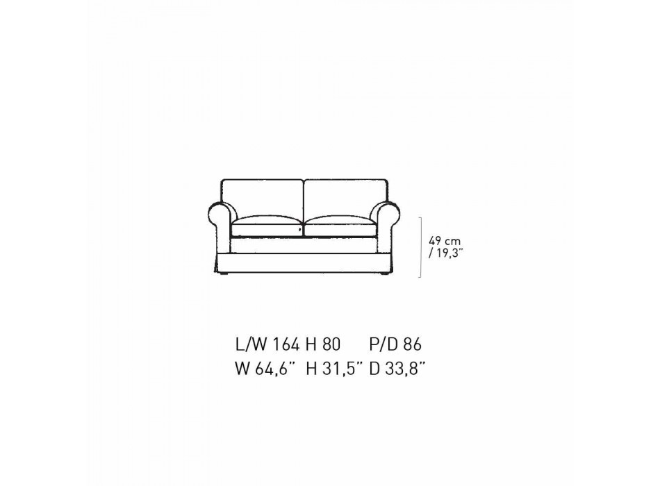 2 -sits soffa klädd och täckt i tyg tillverkad i Italien - Andromeda Viadurini