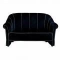 2 -sits soffa i svart sammet med kontrastsömmar tillverkad i Italien - Caster