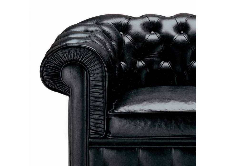 2 -sits soffa täckt i läder med träfötter tillverkade i Italien - Idra Viadurini