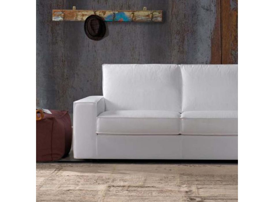 3-sits soffa med halvö i vitt eller blått tyg Tillverkad i Italien - Alsace
