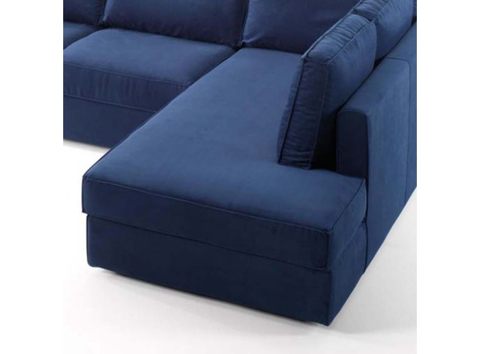 3-sits soffa med halvö i vitt eller blått tyg Tillverkad i Italien - Alsace Viadurini