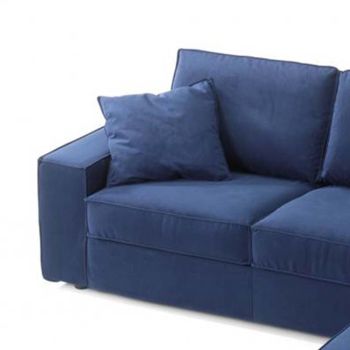 3-sits soffa med halvö i vitt eller blått tyg Tillverkad i Italien - Alsace