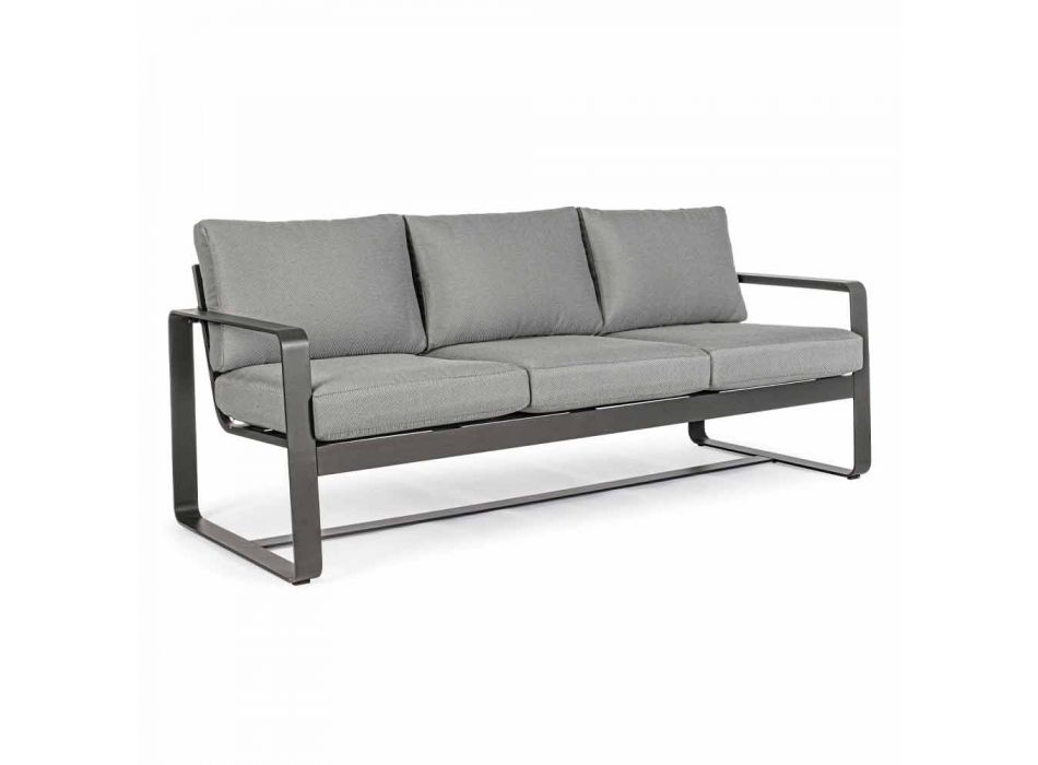 3-sits utomhus soffa med ryggkuddar och säte i tyg - Mirea Viadurini