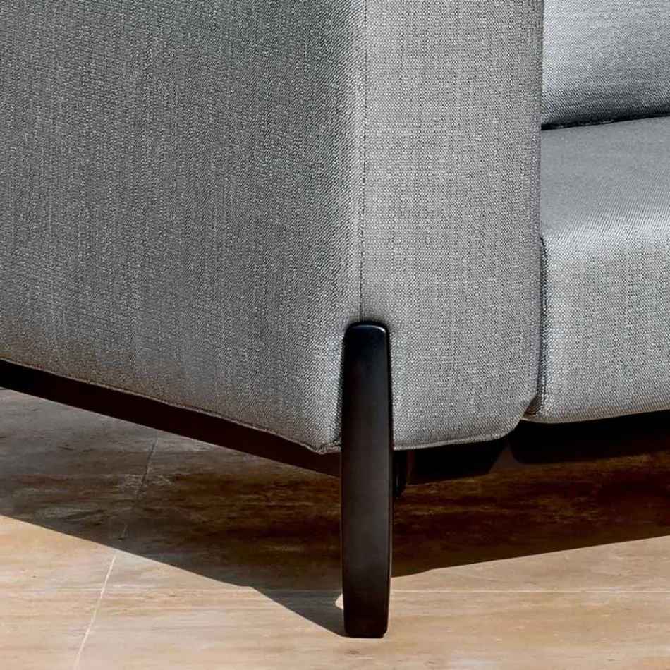 3-sits utomhussoffa i aluminium med sittpuff och schäslong - Filomena Viadurini