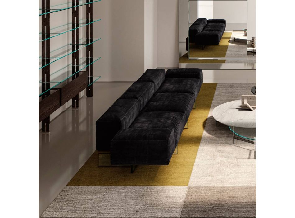 3-sits soffa i extra klart glas och tygsits tillverkad i Italien - Rory Viadurini