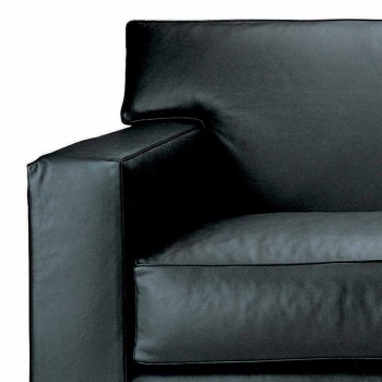 3 -sits soffa täckt i läder med valnötfötter tillverkade i Italien - Alessandria